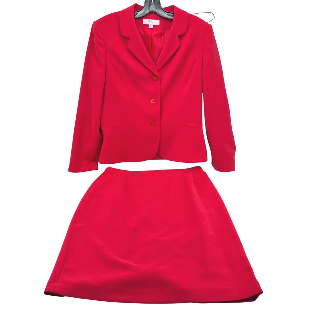 LE SUIT Essentials Pink Blazer Skirt Suit Set Women's Size 14 Two Pc B‎